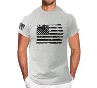 Herrenhemd Distressed American Flag Herren T-Shirt USA Flagge Shirt Herren Vintage T-Shirt Herren US Stars Stripes Flagge Fahne Einfarbiges Independence Day 2D-bedrucktes Freizeit-T-Shirt