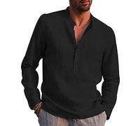 Herrenhemden Langarm Baggy Herrenhemden Hemden Erwachsene Reguläre Bluse Businesshemden Arbeitshemden Elegante Hemden Männer Übergroße Bluse Baumwollhemden Männer Strandhemden Mode Schwarz XXL