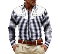 Herrenhemden Langarm, Bierfestival-Karohemd für Freizeitkleidung - Festliches Button-Down-Hemd mit Print für den Alltag und Wochenendausflüge