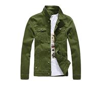 Herrenjacke koreanischer Stil Frühling und Herbst Jeansjacke Slim Langarm Casual Jeansjacke Einfarbig Junge Junge, grün, XXXXL