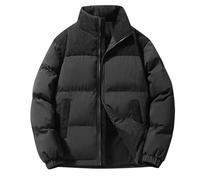 Herrenjacke Winter Unisex Winter Warm Patchwork Jacke Mit Stehkragen Verdickte Steppjacke Mit Reißverschluss Winddichte Padded Jacket Daunenjacke Herren Winterjacke Herren Champion(1-Black,S)