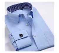 □□ □□ Herrenkleid Hemden Lose Französisch Manschette Regular Fit Gestreiftes Geschäft Langarm Manschettenknöpfe Casual (Color : Fs24, Size : L.)