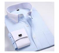 □□ □□ Herrenkleid Hemden Lose Französisch Manschette Regular Fit Gestreiftes Geschäft Langarm Manschettenknöpfe Casual (Color : Fs16, Size : 3XL.)