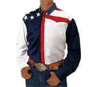 Herrenmode Muster Bedrucktes Freizeithemd Lose Revers Button Down Hemd USA Flagge Element 3D Bedruckt Langarm Strickjacke