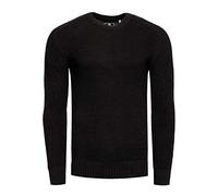 Herrenpullover Rundhals Basic Strick Pullover Business Freizeit Strickpullover Feinstrick 383 , Größe S-6XL:L, Farbe:Schwarz