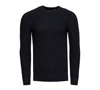 Herrenpullover Rundhals Basic Strick Pullover Business Freizeit Strickpullover Feinstrick 383 , Größe S-6XL:L, Farbe:Marine