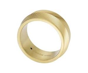 Herrenring Harlow Linear Texture aus Edelstahl, IP Gold