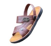 Herrensandalen rutschfeste Strandsandalen Weiche Sohle Sandaletten Atmungsaktiv Leder Sandales Casual Outdoorsandalen Flache Leichte Wandersandalen Bequeme Trekkingsandalen Modische Ledersandalen
