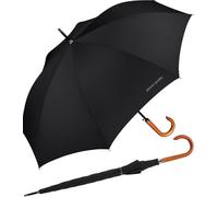 Herrenschirm Pierre Cardin Stockschirm mit Automatik und Holzgriff Natur - schwarz groß stabil