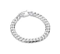 Herrenschmuck Armband 925 Sterling Silber 10mm Breite Dickes Armband Schmuck Männliche Armreif 20cm Schnalle Quadratisch Exquisiter Mode Heal Kreis Kubanische Kubanische Chakra Sportarmband K