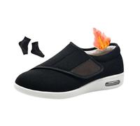 Herrenschuhe Bei Plantarfasziitis, Rutschfeste Warme Winterschuhe Mit Thermo-Fleece-Futter Für Diabetiker, Verstellbare Dehnbare Und Stützende Orthopädische Schuhe, Für Großväter(A black,39 EU)
