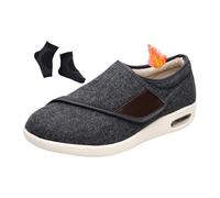 Herrenschuhe Bei Plantarfasziitis, Rutschfeste Warme Winterschuhe Mit Thermo-Fleece-Futter Für Diabetiker, Verstellbare Dehnbare Und Stützende Orthopädische Schuhe, Für Großväter(Dark Gray,43 EU)