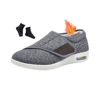 Herrenschuhe Bei Plantarfasziitis, Rutschfeste Warme Winterschuhe Mit Thermo-Fleece-Futter Für Diabetiker, Verstellbare Dehnbare Und Stützende Orthopädische Schuhe, Für Großväter(Light Gray,40 EU)