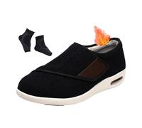 Herrenschuhe Bei Plantarfasziitis, Rutschfeste Warme Winterschuhe Mit Thermo-Fleece-Futter Für Diabetiker, Verstellbare Dehnbare Und Stützende Orthopädische Schuhe, Für Großväter(B black,36 EU)