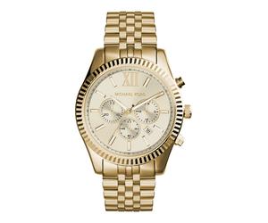 Herrenuhr der Marke Michael Kors in der Farbe Gold. Das Gehäuse hat einen Durchmesser von 45 mm. Marke: Michael KorsModellname: MK8281Kategorie: HerrenarmbanduhrMaterialien: EdelstahlFarbe: GoldZeitme