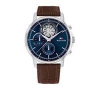 Herrenuhr mit blauem Zifferblatt aus Edelstahl, Leder