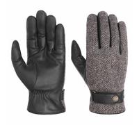 Stetson Herringbone Wool Lederhandschuhe Handschuhe Herrenhandschuhe Fingerhandschuhe (10 HS - schwarz-grau)