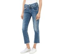 Herrlicher Damen Jeans Hose Bootcut Pearl Cropped Reused Denim mit Spitzbund Offene Saumkante (DE/NL/SE/PL, Bundweite, 27, Regular, Regular, Blue Jay)