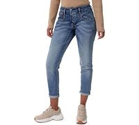 Herrlicher Damen Shyra Cropped Organic Cotton Jeans, Faded Blue 666, 28