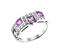 Herrlicher Damenring aus 925er Silber mit Amethyst und Zirkonia SOKOLOV Jewelry