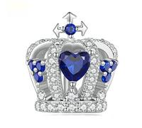 Herz-Anhänger mit Aufschrift "I Love You Forever", für Pandora-Armbänder aus 925er Sterlingsilber, Sicherheitskette für Armbänder (Krone)