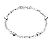 Herz Armband Mädchen Silber 925 - Kinder Armkette 16 cm SA-108 | Silberarmband mit Herzchen aus 925 Sterling Silber rhodiniert oder vergoldet von MATERIA by Matthias Wagner