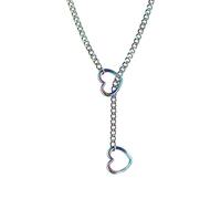 Herz-Choker-Halskette - Punk-Herz-Anhänger, Damen-Herz-Kette, Titanstahl, Liebes-Halskette, Herz-Ring, Slip-Kette, Choker, Y-Form, für Mädchen, Freundin, Ehefrau, Refer to description, Titanstahl