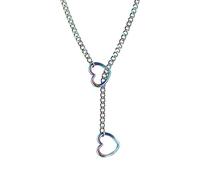 Herz-Choker-Halskette - Punk-Herz-Anhänger, Damen-Herz-Kette, Titanstahl, Liebes-Halskette, Herz-Ring, Slip-Kette, Choker, Y-Form, für Mädchen, Freundin, Ehefrau, Refer to description, Titanstahl