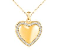Herz Foto Kette Silber 925 mit Bild: Halskette Damen Mädchen mit Zirkon Rand Medaillon zum Öffnen für Bilder-Anhänger Ketten Amulett Schmuck-Liebe Geschenk für Frauen Mama Freundin Tochter Gold