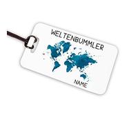 Herz & Heim® Kofferanhänger - Weltenbummler - mit Namensaufdruck