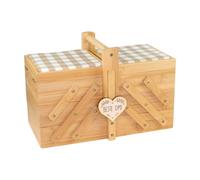 Herz & Heim® Nähkästchen personalisiert mit Gravur - Nähkasten aus Bambus Holz mit Nadelkissen & 5 Fächern - Frauen Geschenk für Oma, Mama, Freundin - Motivauswahl (Zweige)
