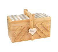 Herz & Heim® Nähkästchen personalisiert mit Gravur - Nähkasten aus Bambus Holz mit Nadelkissen & 5 Fächern - Frauen Geschenk für Oma, Mama, Freundin - Motivauswahl (Herzchen)