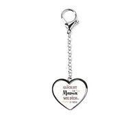 Herz & Heim® Schlüsselanhänger Metall in Herzform mit eigenen Foto gestalten/Fotogeschenk Glück ist Mama