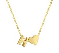 Herz Kette mit Buchstaben Kette Damen Halskette mit Herz Anhänger Buchstabenkette Gold Personalisiere Initialen A-Z Namenskette Herzkette Freundschaftskette Edelstahl Schmuck für Frauen Mädchen (H)
