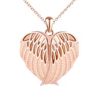 Herz Medaillon zum Öffnen für Bilder Halskette Damen Silber 925: Flügel der Engel Foto Kette - Mode Bilder Anhänger Halskette Liebe Amulett Schmuck - Geschenk für Frauen Mama Freundin Mädchen Roségold