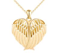 Herz Medaillon zum Öffnen für Bilder Halskette Damen Silber 925: Flügel der Engel Foto Kette - Mode Bilder Anhänger Halskette Liebe Amulett Schmuck - Geschenk für Frauen Mama Freundin Mädchen Gold
