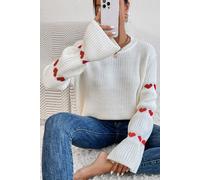 Herz-Muster Strickpullover L