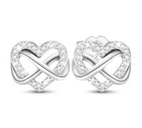 Herz Ohrringe Sterling Silber 925,Glänzend Infinity Damen Ohrstecker,Geschenk für Frauen