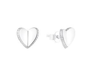 Herz Ohrstecker für Damen aus 925er Silber mit Zirkonia