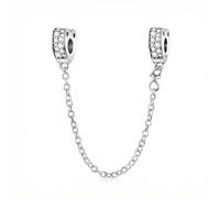 Herz Sicherheitskette Clip Charms Stopper 925 Sterling Silber,Weiß Zirkon Bead Charm für damen,Blume,Glühwürmchen,Moments ME Anhänger für Armbänder,Sicherheitskette,Geschenk für Geburtstag,Jubiläum