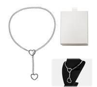 Herz Slip Kette,Gothic Punk Slip Chain,Choker Herz,Sexy Slip ChainChoker,Herz Kette Damen Halsband,Heart Necklace,für Frauen Choker Halskette Intimschmuck,Schmuck Love Chains Holder,O-ring,Stahlfarbe
