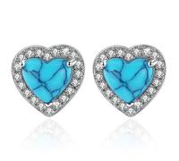Herz türkisfarbene Ohrringe, S925 Sterling Silber Türkis Dangle Ohrring Schmuck Geschenke für Frauen
