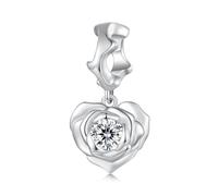 Herz von Rose Charms 925 Sterling Silber Liebe Anhänger Perle passt Pandora Armband für Frauen