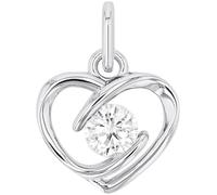 Amor Motivanhänger 925 Sterling Silber Damen Anhänger, mit Zirkonia synth., 1,4 cm, Weiß, Herz, Kommt in Schmuck Geschenk Box, 2039040