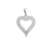 Herzanhänger aus 925 Silber mit Zirkonia + Silberkette als Geschenk Golders