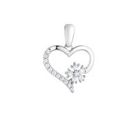 Herzanhänger aus 925 Silber mit Zirkonia + Silberkette als Geschenk Golders