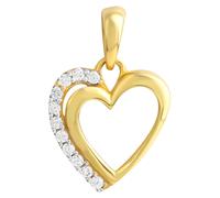 Herzanhänger FIRETTI "Schmuck Geschenk Gold 333 Herz", weiß (gelbgoldfarben, weißgoldfarben, kristallweiß, kristallweiß), Schmuckanhänger, Damen, Gelbgold 333, 1,16 g, mit Zirkonia (synth.) (91012332-