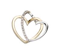 Herzanhänger JOBO "Anhänger Herz Herzen", gelb (gelbgold 585), Schmuckanhänger, Damen, P2 = erkennbare Einschlüsse, Diamanten Gelbgold 585, Diamanten, Gelbgold 585, 585 Gold bicolor mit 14 Diamanten (