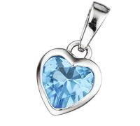 Herzanhänger JOBO "Kinder-Anhänger kleines Herz 9 mm", hellblau, hellblau, Schmuckanhänger, Mädchen, Silber 925 (Sterlingsilber), 925 Silber rhodiniert mit einem Kristall (35260855-0) hellblau, hellbl