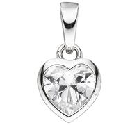 Herzanhänger JOBO "Kinder-Anhänger kleines Herz 9 mm", weiß, weiß, Schmuckanhänger, Mädchen, Silber 925 (Sterlingsilber), 925 Silber rhodiniert mit einem Kristall (12569337-0) weiß, weiß